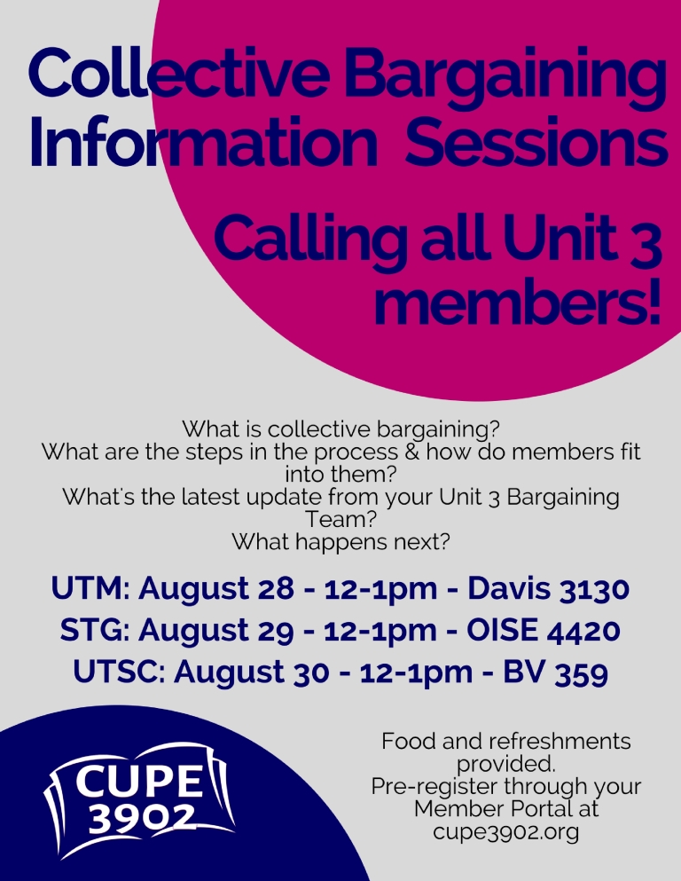 Unit 3 August Bargaining Info Sessions